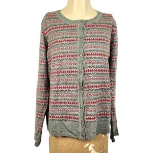 G.H. Bass & Co. Gray & Red Cardigan Sweater
